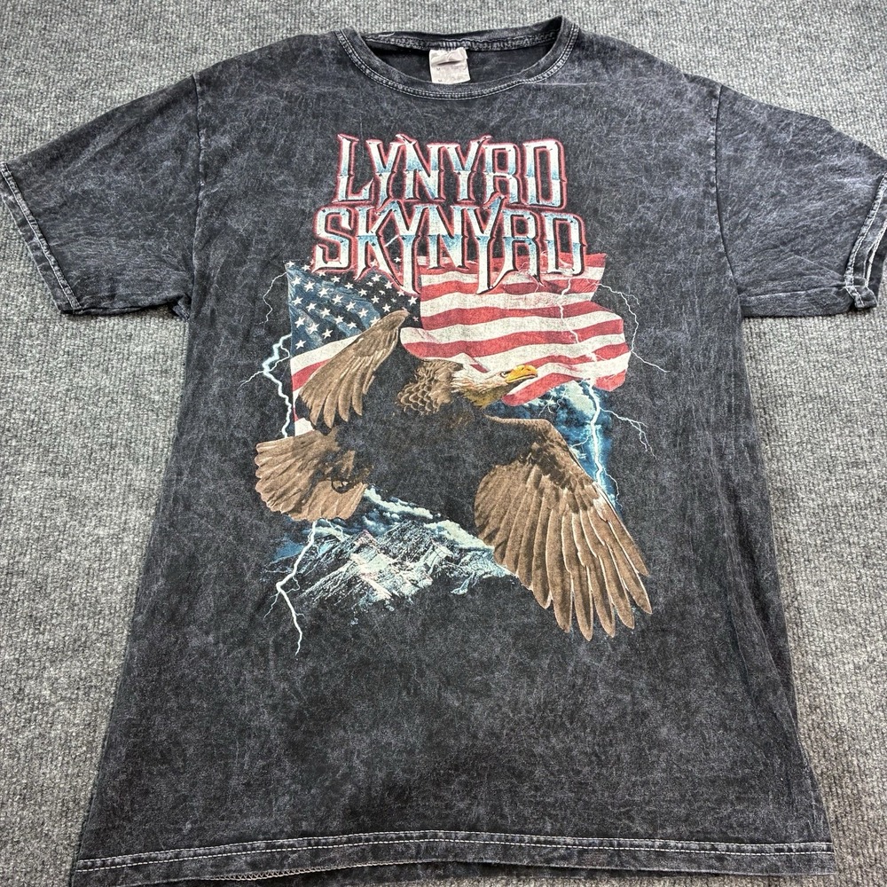 Lynyrd Skynyrd 2022 Tour T Shirt Men M Acid Wash Eagle USA Double Sided